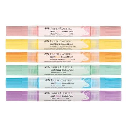 Imagem de Kit Marcador Criativo Multimark Multisuperfície MMES6PSP 6 Cores Pastel - Faber Castell