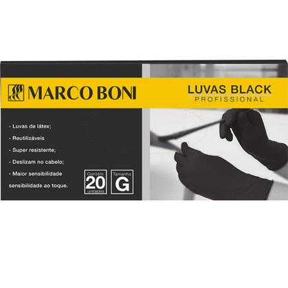 Imagem de Kit marco boni 6 caixas de luva g preta com 20 unidades cada