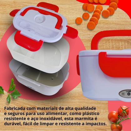 Imagem de Kit marmita eletrica bivolt 110v 220v carro caminhao uber bolsa isotermica alça