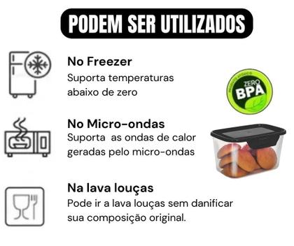 Imagem de  Kit Marmitas Fitness Potes Vasilha Plásticas Com Tampa Travas P/ Microondas Freezer 500 Ml 10 Peças