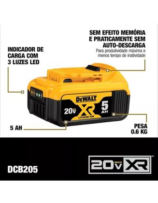 Imagem de Kit Martelete Rompedor 20V Brushless + 2 Baterias 5Ah Dewalt