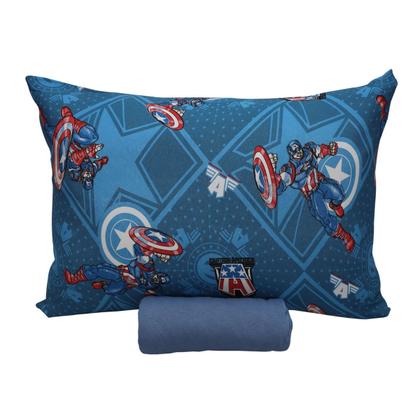 Imagem de Kit Marvel 2 Jogos Cama 100% Algodão Homem Aranha + América