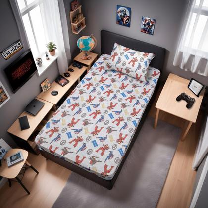 Imagem de Kit Marvel 2 Jogos Cama Homem Aranha + Vingadores Solteiro