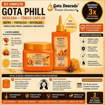Imagem de Kit Máscara 300g + Tônico Capilar 100ml Gota Phill