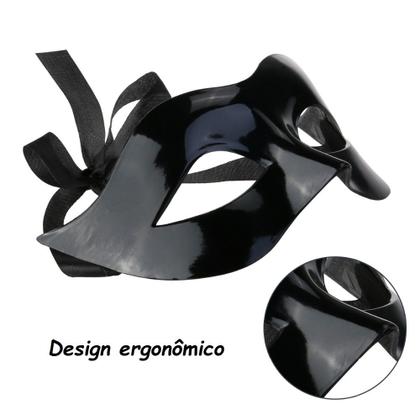 Imagem de Kit Máscara Fantasia Festa Baile Gala Masculino Feminino Preto M369