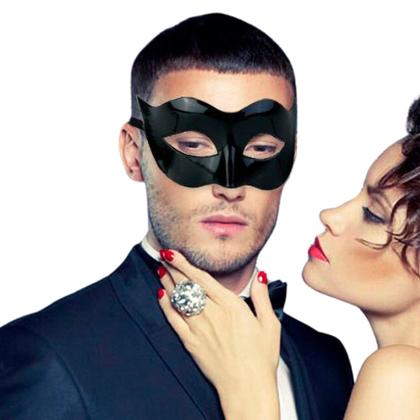 Imagem de Kit Máscara Fantasia Festa Baile Gala Masculino Feminino Preto M369