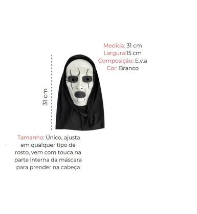 Imagem de Kit Mascara Freira Do Mal Com Capuz + Crucifixo + Capa Preta Fantasia Helloween Carnaval Com Capuz