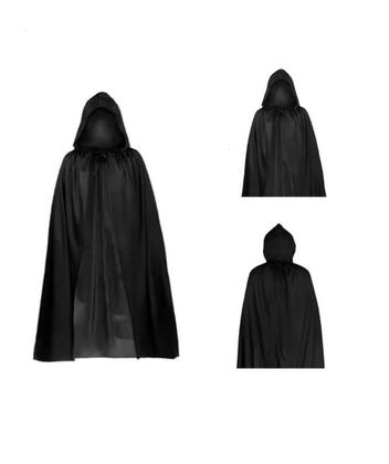 Imagem de Kit Mascara Freira Do Mal Com Capuz + Crucifixo + Capa Preta Fantasia Helloween Carnaval Com Capuz