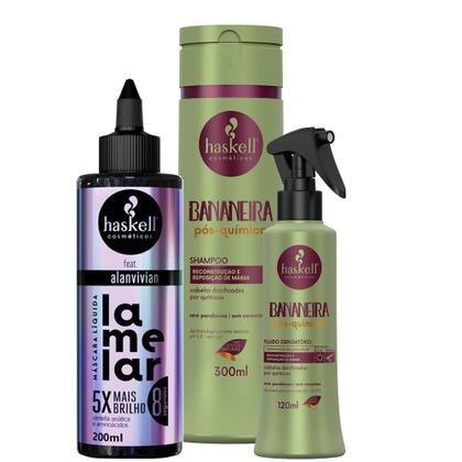 Imagem de Kit Máscara Líquida Lamelar 200ml Bananeira Sh 300ml Fluido