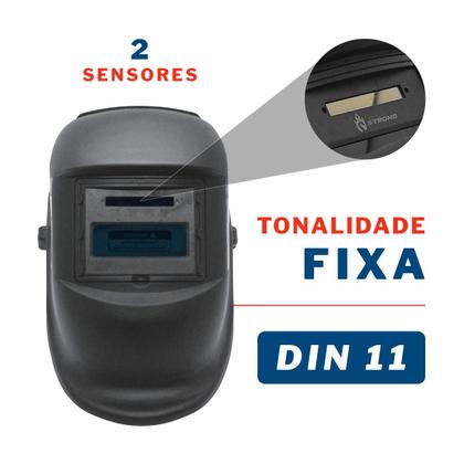 Imagem de Kit Máscara Solda Tonalidade Fixa DIN 11 Sem Regulagem + Óculos Soldador Escurecimento Automático