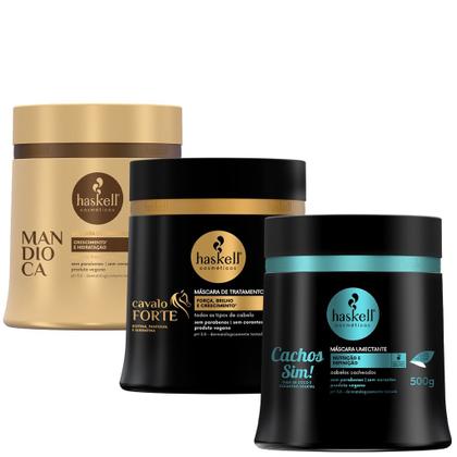 Imagem de Kit Máscaras Haskell Cronograma Capilar Cabelos Cacheados