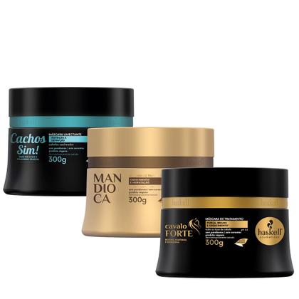 Imagem de Kit Máscaras Haskell Cronograma Capilar Cabelos Cacheados