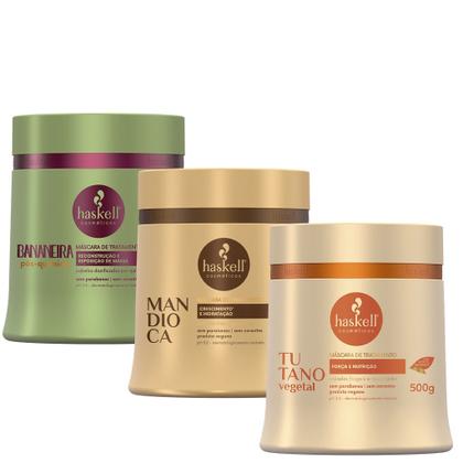 Imagem de Kit Máscaras Haskell Cronograma Capilar Cabelos Com Quimica