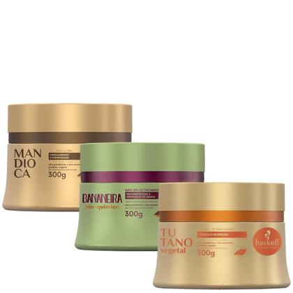 Imagem de Kit Máscaras Haskell Cronograma Capilar Cabelos Com Quimica