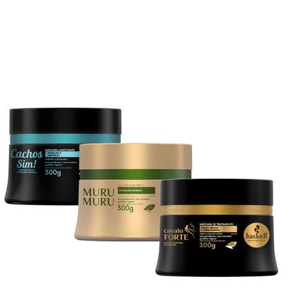 Imagem de Kit Máscaras Haskell Cronograma Capilar Cabelos Crespos 300g