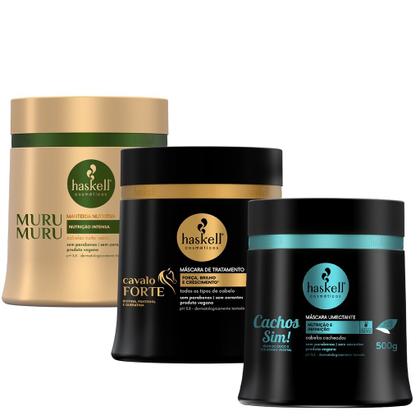 Imagem de Kit Máscaras Haskell Cronograma Capilar Cabelos Crespos 500g