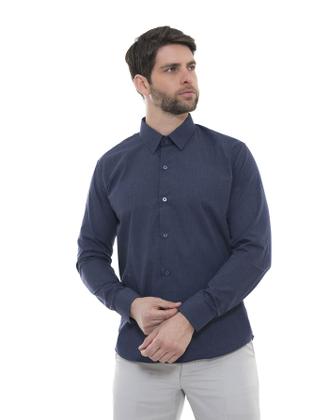Imagem de KIT Masculino 2 Peças - Camisa Social Premium Tipo Linho Azul Marinho e Camisa Social Premium Tipo Linho Azul Claro