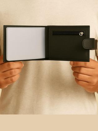 Imagem de Kit Masculino Fasolo Carteira Botão E Cinto Couro Preto 115