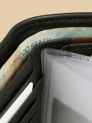 Imagem de Kit Masculino Fasolo Carteira Botão E Cinto Couro Preto 115