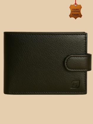 Imagem de Kit Masculino Fasolo Carteira Botão E Cinto Couro Preto 115