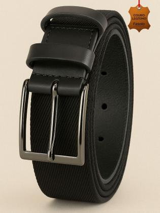 Imagem de Kit Masculino Fasolo Carteira Botão E Cinto Couro Preto 115