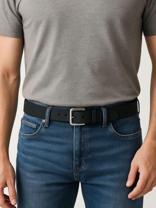 Imagem de Kit Masculino Fasolo Carteira Botão E Cinto Couro Preto 115