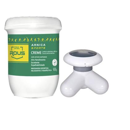 Imagem de Kit massagem esportiva mini massageador ubs creme arnica sports 650g oleo arnica sports 300ml