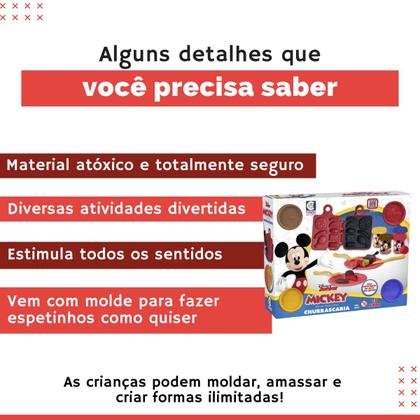 Imagem de Kit Massinha Churrascaria Mickey C/ Acessórios - Disney Junior Brinquedo Infantil - Cotiplás