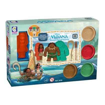 Imagem de Kit Massinha Com Acessórios Moana E Maui Disney Para Crianças Brinquedo Colorido Com Acessórios Diversos - Cotiplás