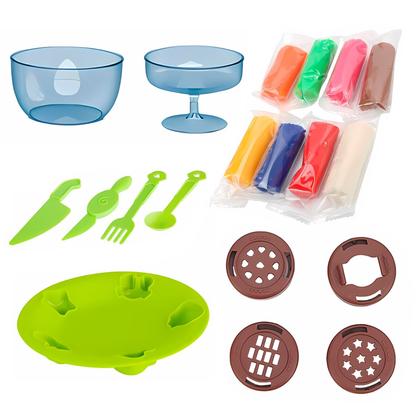 Imagem de Kit Massinha De Modelar Dinossauro Com Formas Acessórios Moldes Formato De Estrela Coração