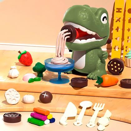 Imagem de Kit Massinha De Modelar Dinossauro Com Formas Acessórios Moldes Formato De Estrela Coração