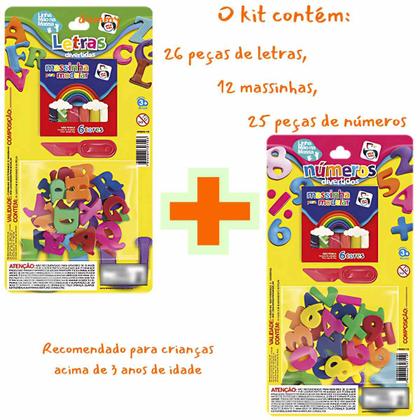 Imagem de Kit Massinha De Modelar Letras + Números, Pica-Pau, Brinquedo Educativo Escolar Crianças +3 Anos