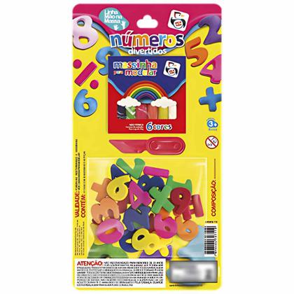 Imagem de Kit Massinha De Modelar Letras + Números, Pica-Pau, Brinquedo Educativo Escolar Crianças +3 Anos