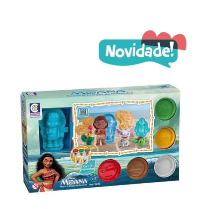 Imagem de Kit Massinha Moana E Amigos Disney Brinquedo Infantil Montessori Atóxica - Cotiplás