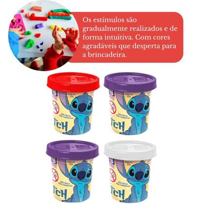 Imagem de Kit Massinha Stitch Disney Com 4 Massinhas + Acessórios De Confeitaria Para Crianças Brincarem De Fazer Doces - Cotiplás