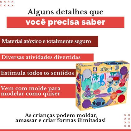 Imagem de Kit Massinha Stitch Disney Com 4 Massinhas + Acessórios De Confeitaria Para Crianças Brincarem De Fazer Doces - Cotiplás