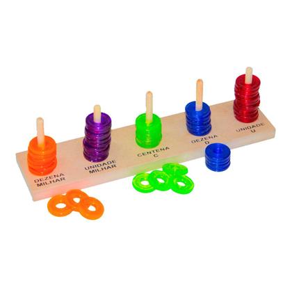 Imagem de Kit Material Dourado Ábaco Aberto Dominó Brinquedos Educativos Infantil Pedagógico Escolar Matemática Madeira Carlu Criança 4 anos