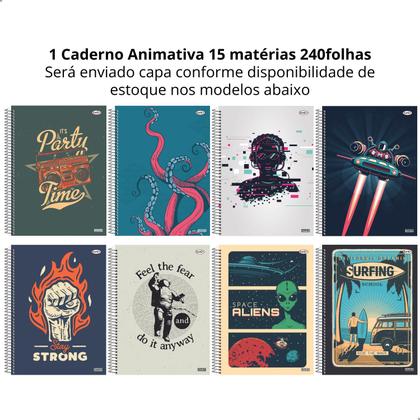 Imagem de Kit Material Escolar Cadernos 15 Matérias + Itens Masculino