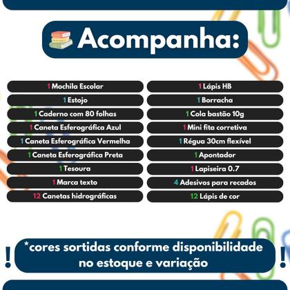 Imagem de Kit Material Escolar Conjunto Ensino Médio Fundamental Aula Cor:Rosa