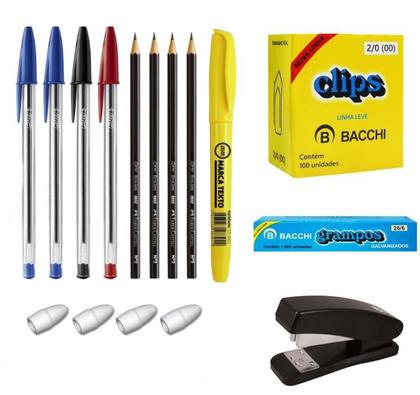 Imagem de Kit material escolar e escritório com 32 itens com folha de sulfite