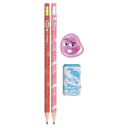 Imagem de Kit Material Escolar Fini com 2 Lápis 1 Borracha e Apontador