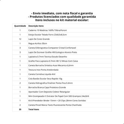 Imagem de Kit Material Escolar Itens Essenciais Caderno Estojo Caneta Feminino