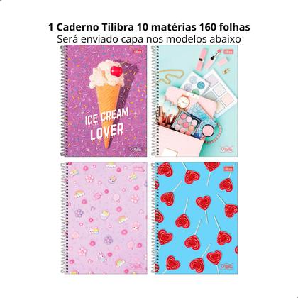 Imagem de Kit Material Escolar Itens Essenciais Caderno Estojo Caneta Feminino