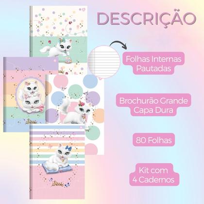 Imagem de Kit Material Escolar Volta As Aulas Infantil 72 itens Gatinha Sissi Tons Pastéis para Ensino Infantil ou Fundamental