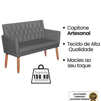 Imagem de Kit material sintético Namoradeira com Poltrona Capitone para Sala de Estar Recepção ambiente pequeno