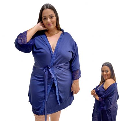 Imagem de Kit Maternidade Plus Size Camisola Amamentação + Robe até o tamanho 58