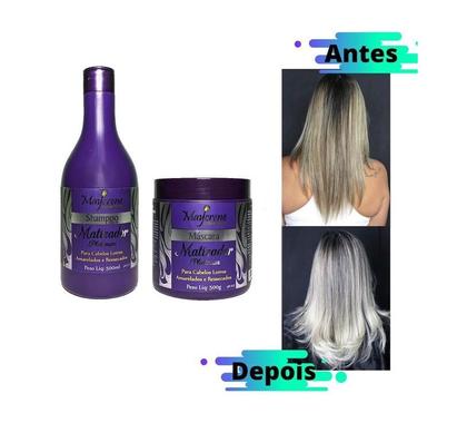 Imagem de Kit Matizador Cabelos Loiros 2x500ml Shampoo + Máscara Maycrene ELIMINA O AMARELADO
