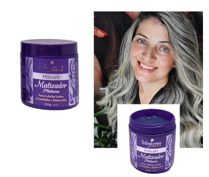 Imagem de Kit Matizador Cabelos Loiros 2x500ml Shampoo + Máscara Maycrene ELIMINA O AMARELADO