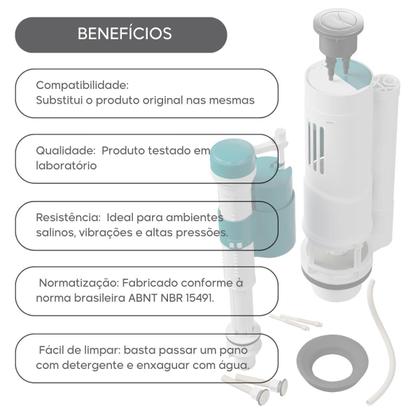 Imagem de Kit Mecanismo Completo Com Botão de Descarga Dupla Universal Caixa Acoplada