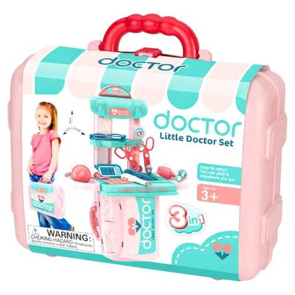 Imagem de Kit Médico Infantil 3 em 1 Maleta Portátil Presente de Natal para Crianças